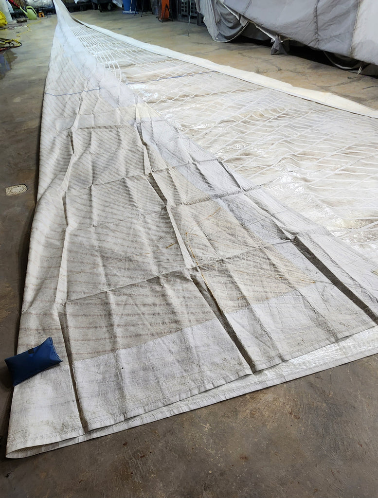 Mylar Kevlar Roller Furling Head Sail by UK Sailmakers in Good Condition 62' Luff